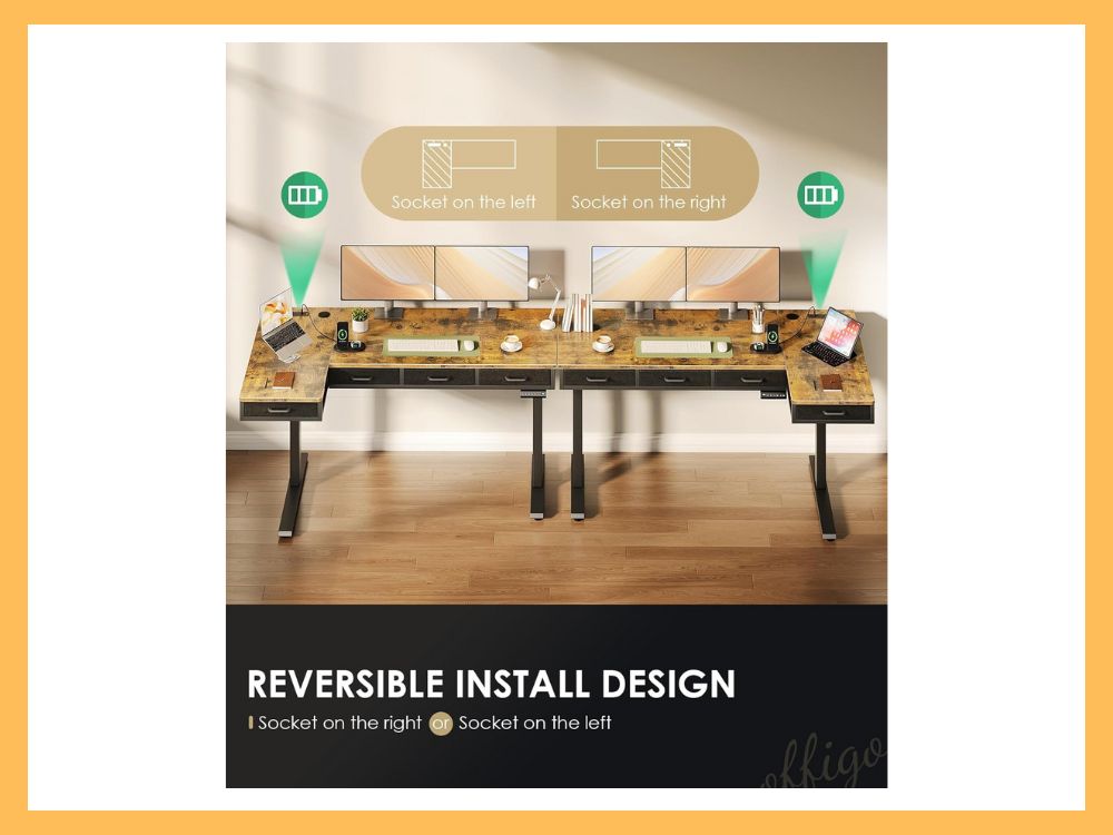 OffiGo 63 Inch L Shaped Electric Standing Desk