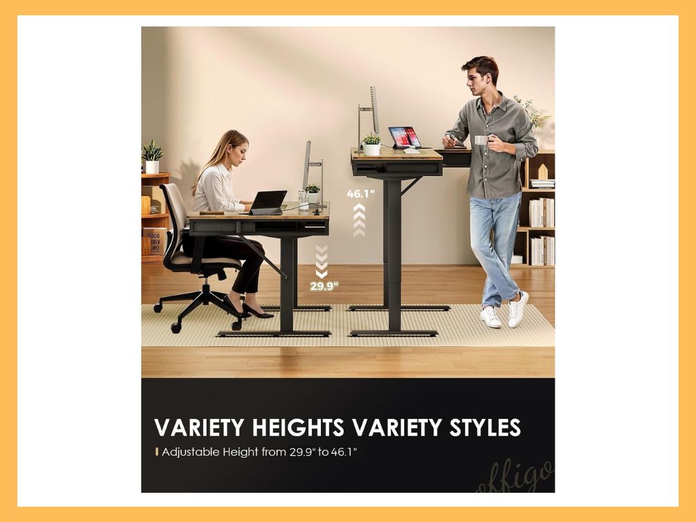 OffiGo 63 Inch L Shaped Electric Standing Desk