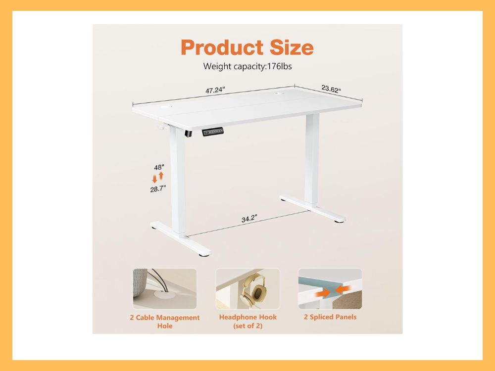 Sweetcrispy Electric Standing Desk Adjustable Height, 48x24 Inch (4)