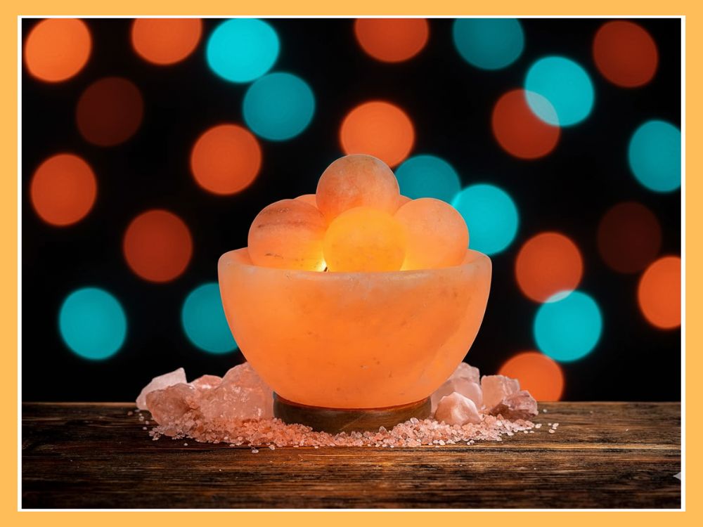 Spantik Fire Bowl Salt Lamp with 6 Massage Balls
